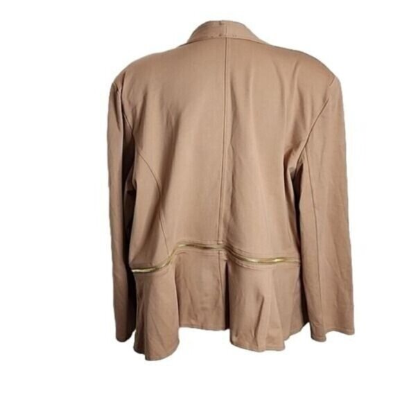 IMAN Jacket Blazer Tan Zipper Accent at Waist Stretch NWT Women's 2X - Picture 2 of 6